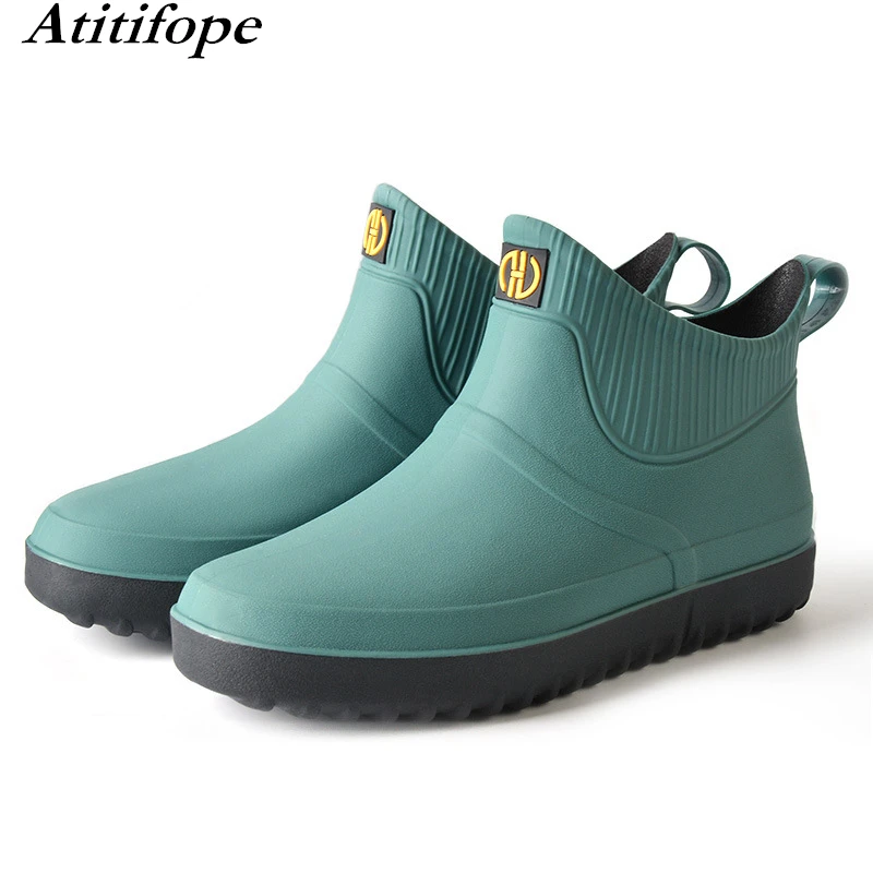 

Мужские ботинки галоши для дождя нескользящая резиновая мягкая подошва одежда страхование труда модная Водонепроницаемая Резиновая обувь...