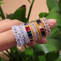 ins luxury crystal stone adjustable open rings wedding hand jewelry for women colorful rhinestone zircon finger ring accessories