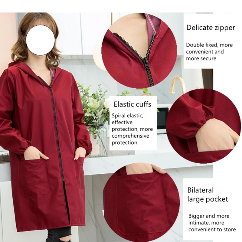 

XL-XXXL Kitchen Aprons Zipper Women Bibs Household Cleaning Pinafore Home Cooking Apron Cooking Baking Coffee Shop Clean Aprons