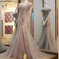 elegant mermaid evening dress lace formal women prom party gown off shoulder long evening gown sweep train lace up back