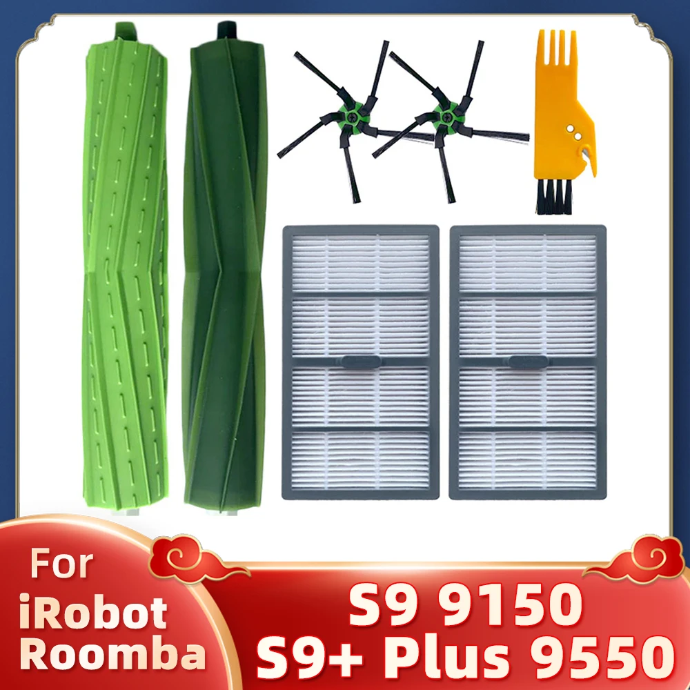 Main & Side Brush Hepa Filter Dust Bags Replacement for iRobot Roomba S9 9150 / S9+ Plus 9550 Robot Vacuum Cleaner Accessories