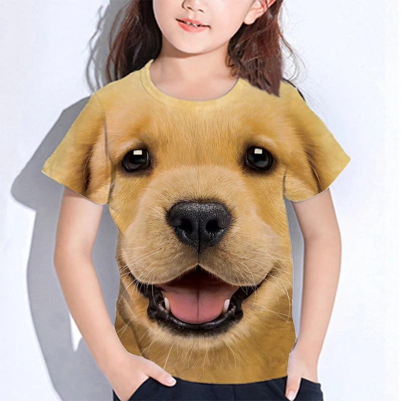 

3D Cute Animal Dog Corgi Golden Retriever Pug T-shirt for Girls Boys Kids T Shirt Children Tee Tops Summer Funny Tshirt Clothes