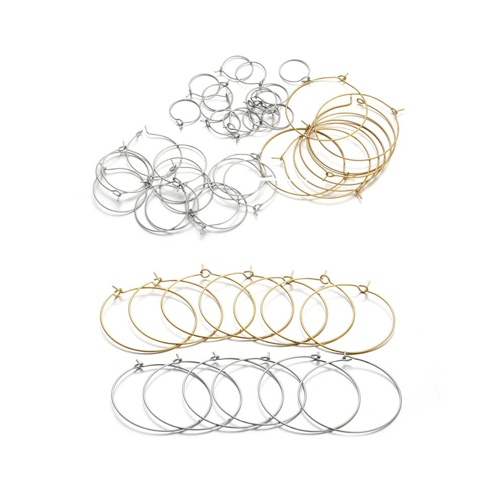 

20/50Pcs 15-40mm Stainless Steel Big Circle Wire Earring Hoops Metal Earrings Hoops For DIY Jewelry Pendant Making Supplies