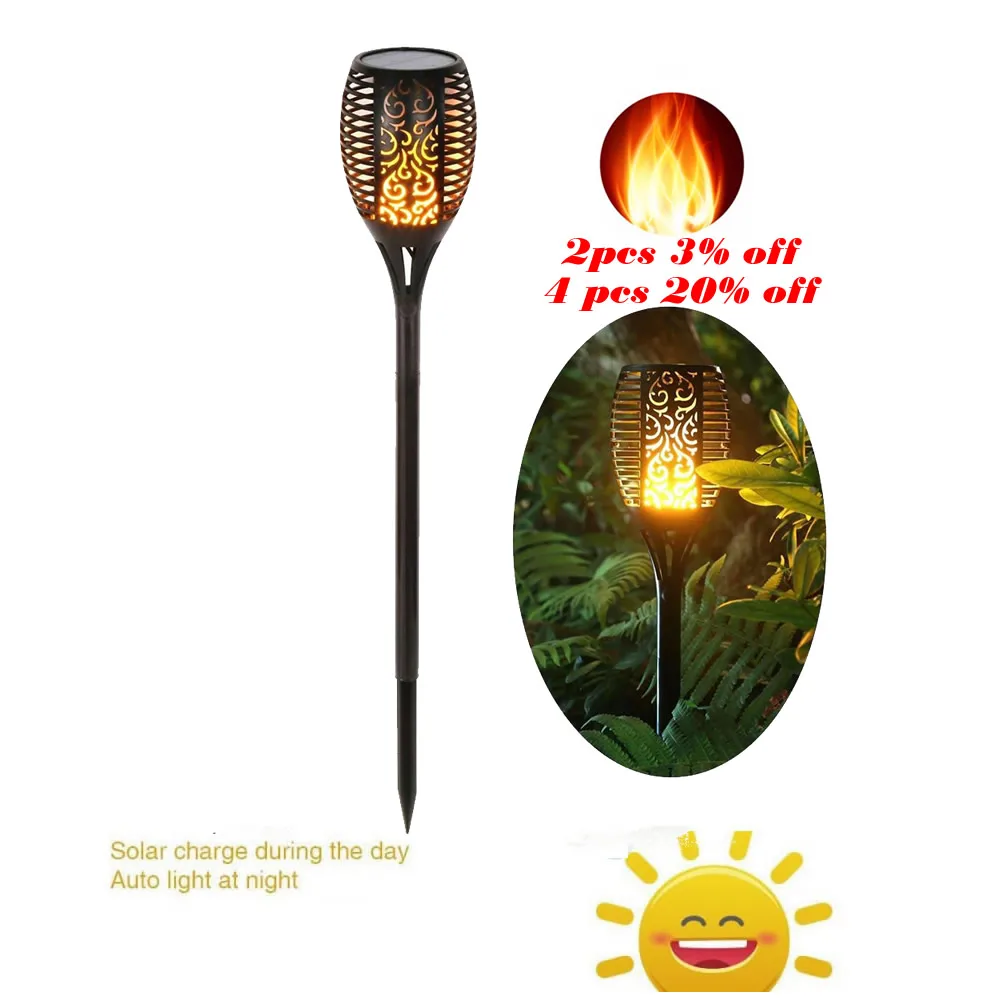Солнечный газон танцевальный огонь фонарь радар солнечные Тики лампа пламени