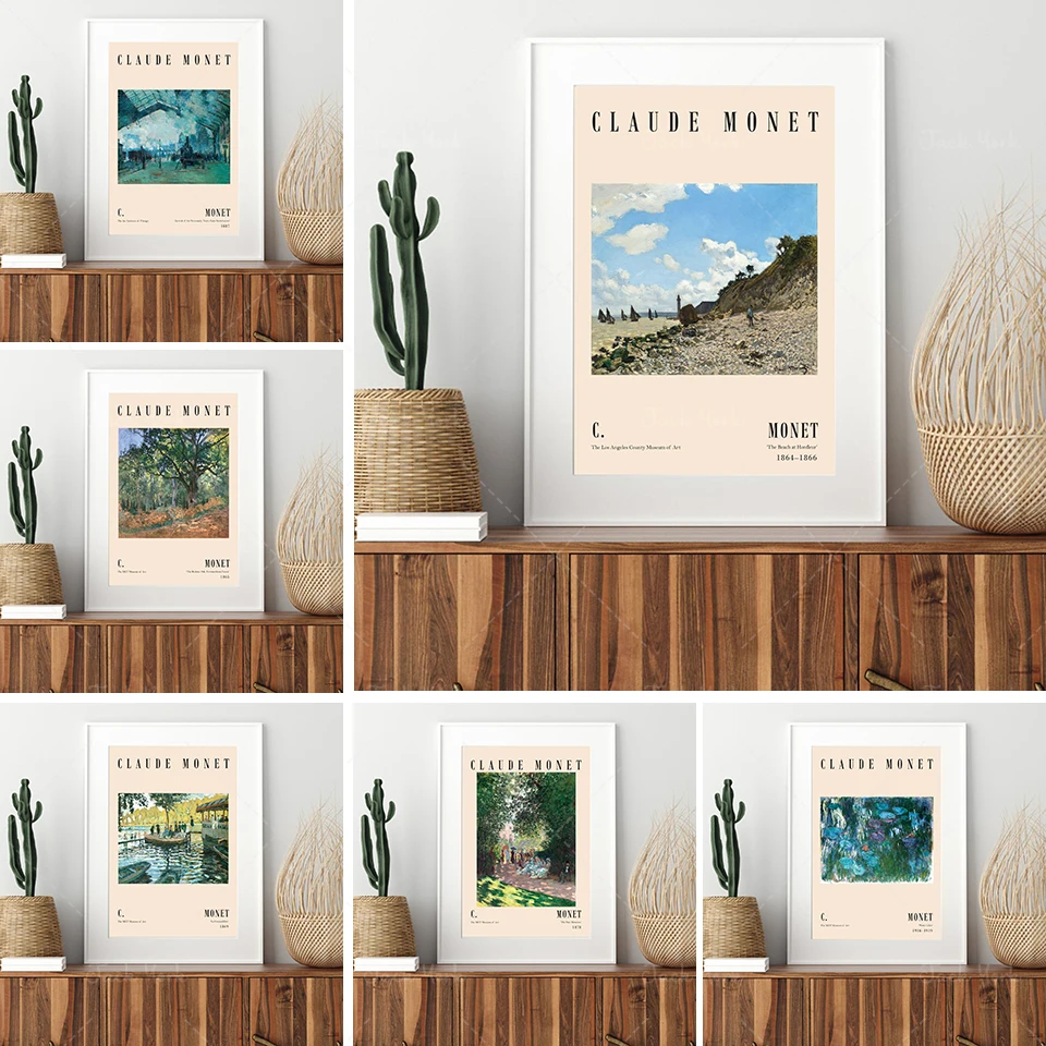 

Monet Painting, Claude Monet Exhibition Poster, Arrival of the Normandy Train, Gare Saint-Lazare, Wall ART, The Art Institute