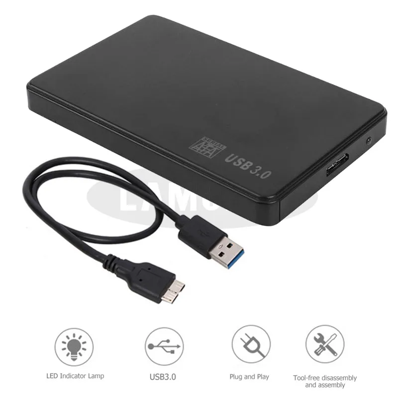 2 5 дюймовый жесткий диск чехол USB 3 0 SATA Корпус SSD HDD Plug and Play поддерживает ТБ