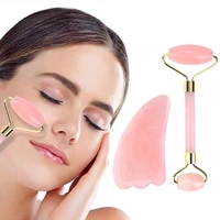 natural rose quartz massager for face gouache scraper gua sha jade roller face care skin face massager beauty massage tool