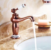 rose gold copper brass ceramic base deck mounted single ceramic handle bathroom vessel basin sink faucet mixer water taps mnf502