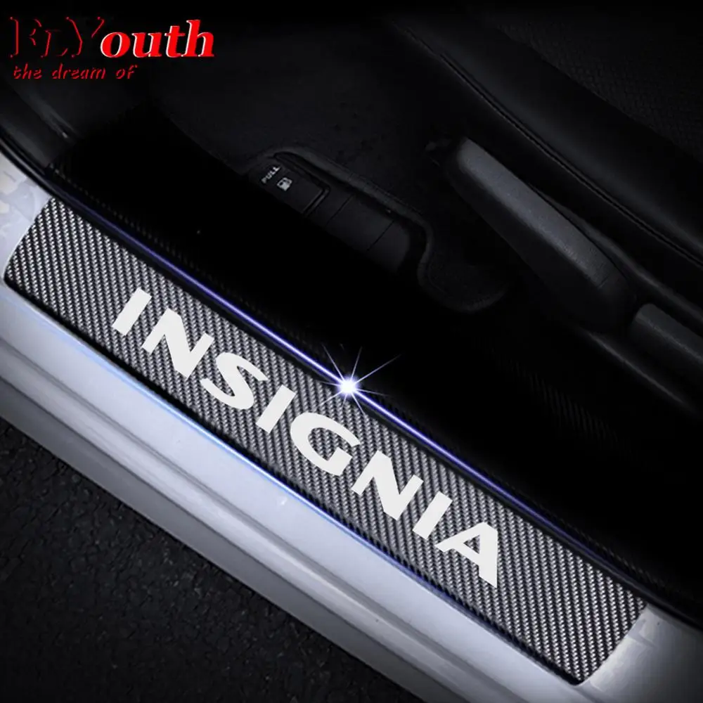 

Автомобильная Накладка на порог двери для Opel Insignia, светоотражающая 4D Наклейка из углеродного волокна, автомобильные аксессуары для порога ...