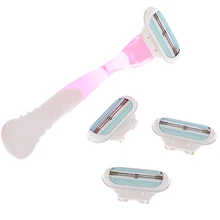 Women Razor Set 1 Razor Handle + 4 Replaceable Razor Blades Women Shaving Barber Trimmer Bikini Razor Hair Remover (1)