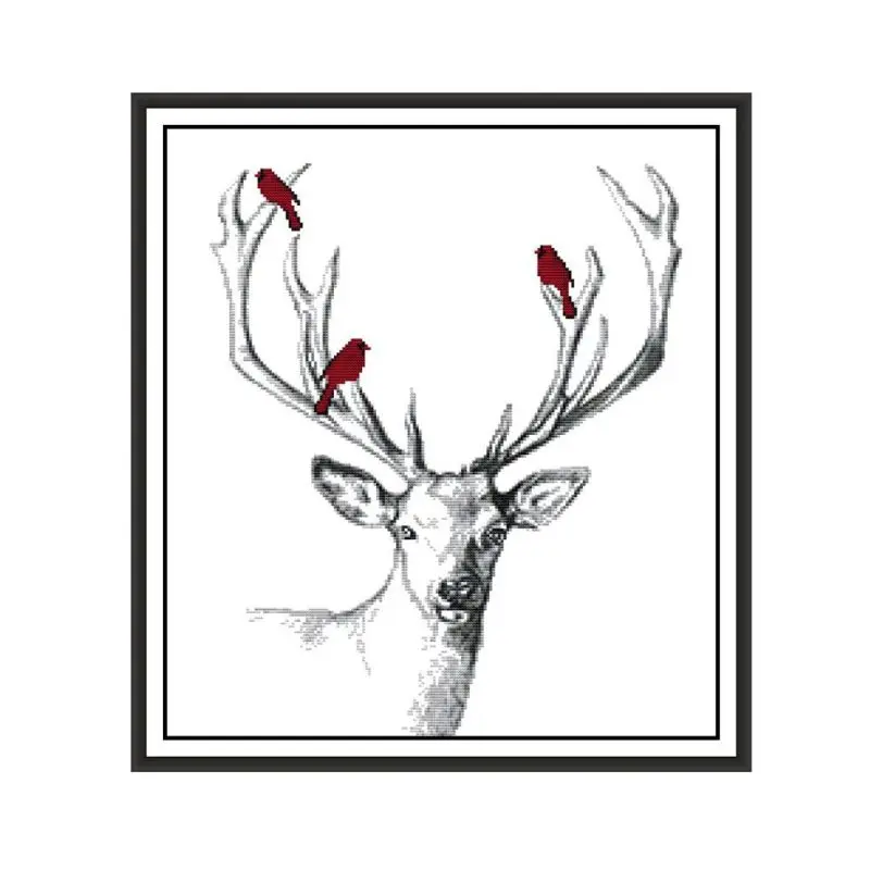 

Deer DIY Handmade Needlework Counted 14CT Printed Cross Stitch Embroidery Kit Set Home Decor E56C