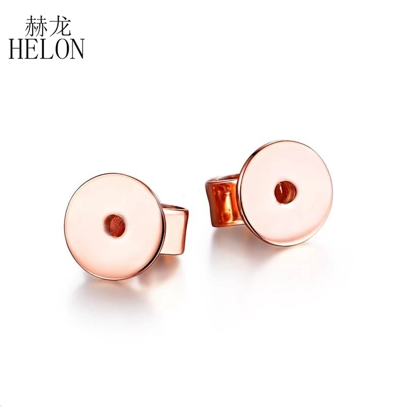 

HELON Solid 18K Rose Gold AU750 3mm Round Genuine Sky Blue Topaz Drop Earring For Women Gemstone Trendy Fine Jewelry Earring