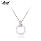 Lokaer титановая нержавеющая сталь черныйбелый керамический кристалл кулон ожерелья ювелирные изделия Чокер свадебное ожерелье для женщин N19087