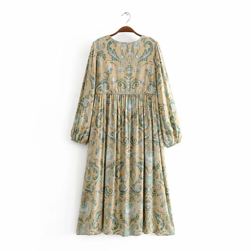 Женское винтажное платье миди из вискозы Пляжное с цветочным принтом и павлином