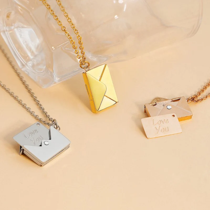 

Envelope Locket Necklace Love you Secret Message Pendant