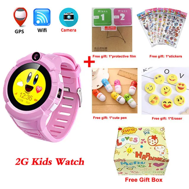 Pink add gifts Q360 Детские умные часы с камерой, gps, wifi, местоположение, Детские умные часы, SOS, анти-потеря, монитор, трекер, детские наручные часы - Цвет: Pink add gifts