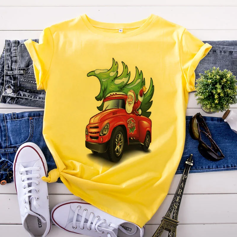 

Новинка 2020, летняя футболка в стиле Харадзюку, женская модная Рождественская футболка в стиле Харадзюку с коротким рукавом, подходящая Всес...