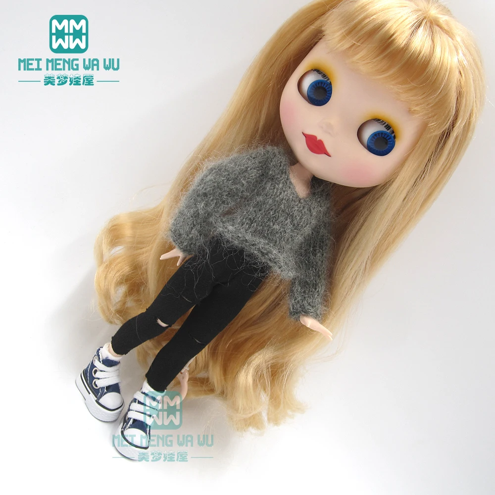 1 шт. одежда Blyth Doll модная футболка черно-белая клетчатая юбка для Blyth Azone OB23 OB24 кукла 1/6 аксессуары