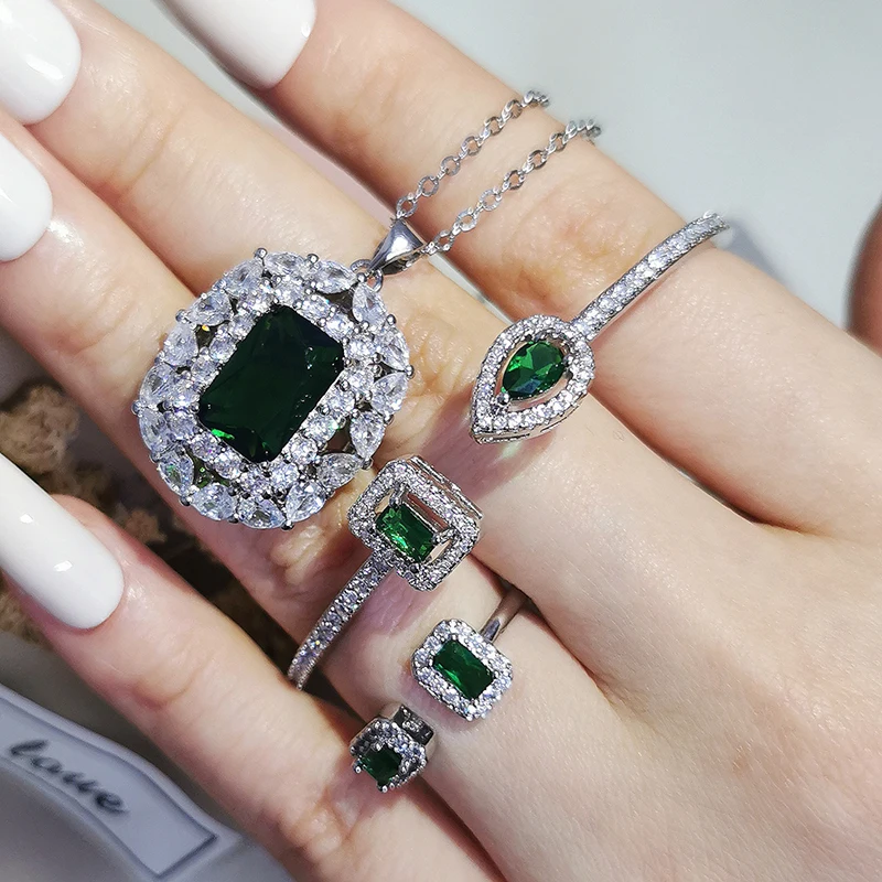 

3pcs Pack silver color bride Jewelry Set Halo Engagement Ring Round Stud Earring For Wedding Gift J6952