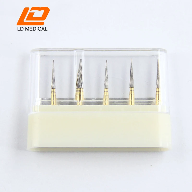Dental Tungsten Carbide Burs FG 7714（172 009)  High Speed FG Taper T ISO 072 Triming & Finishing Gold TC bur 8-12 Blades