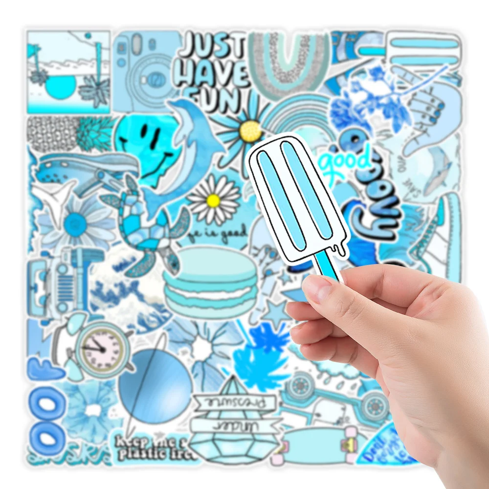 103050pcs new blue small fresh graffiti stickers car trunk mobile phone water cup waterproof stickers wholesale free global shipping