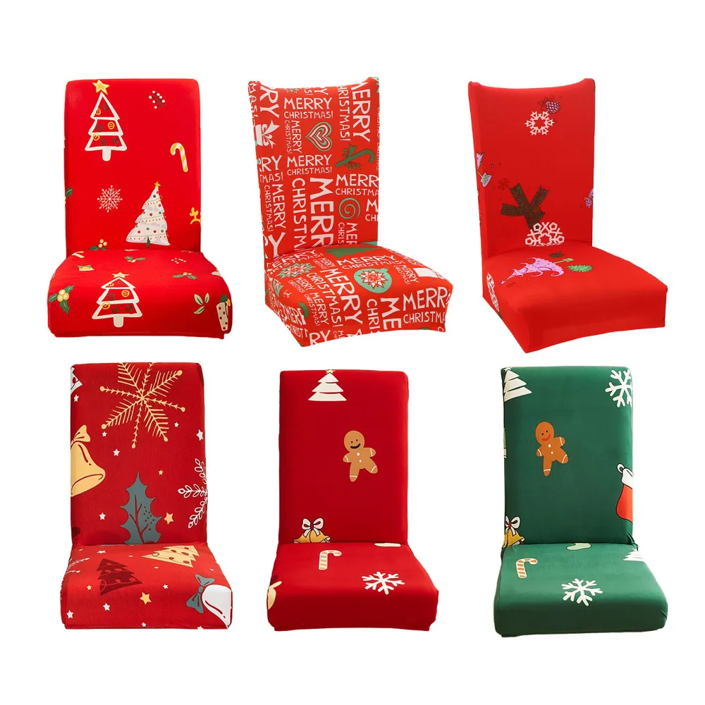 

Чехлы на стулья с современным принтом, съемные и моющиеся эластичные, для банкетов, гостиниц, столовых, рождественские чехлы