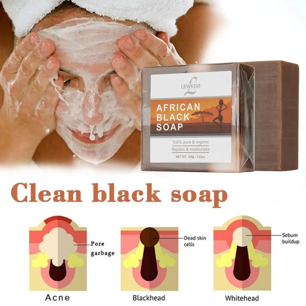 

100g Cleansing African Black Soap Black Soap Body Moisturizing Cleansing Skin Mites Removal Black Soa Skin Care