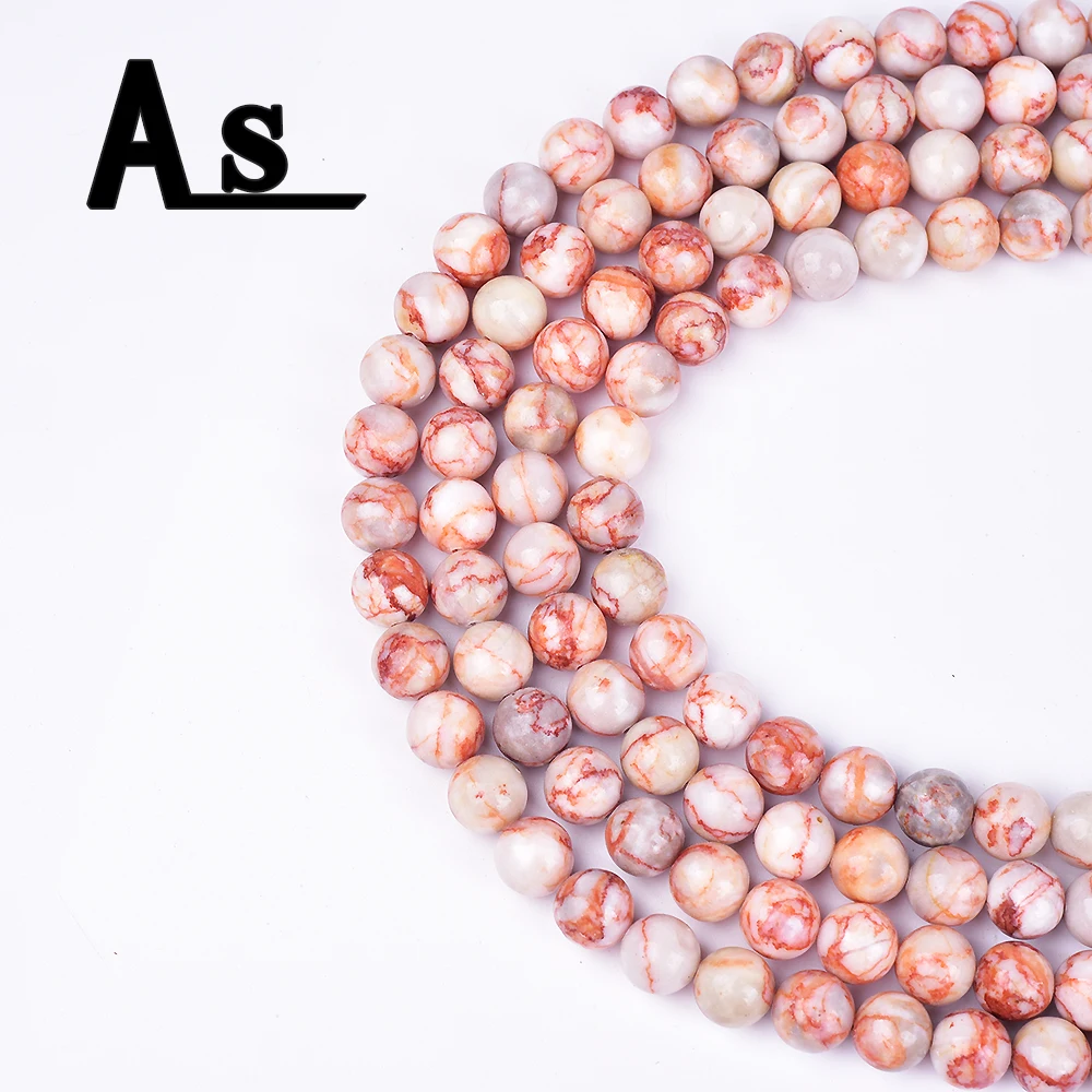 Круглые бусины из родонита Asingeloo розовые натурального камня сделай сам для