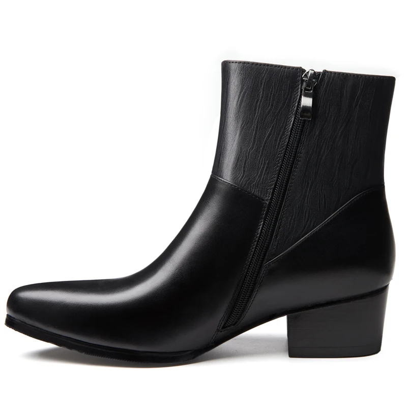Мужские Ботильоны из натуральной кожи на высоком каблуке|Мотоциклетные ботинки|