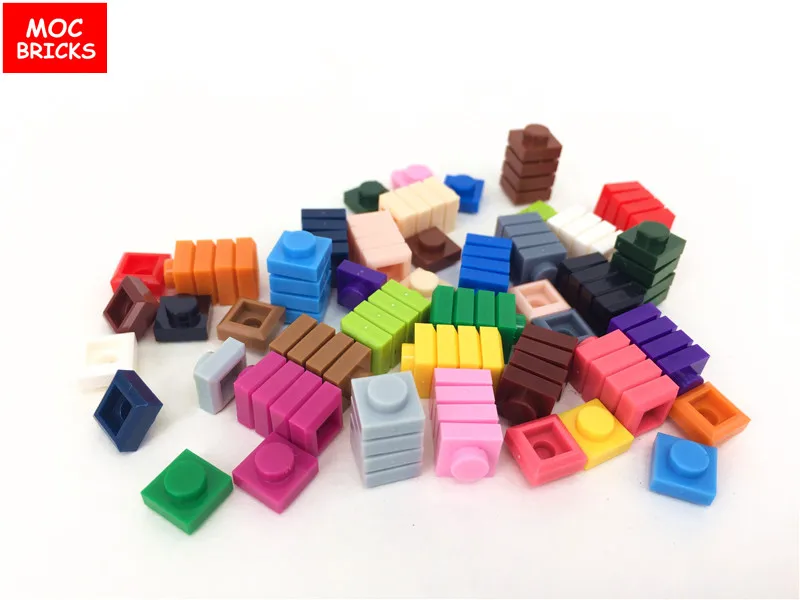 100 шт./лот MOC Кирпичи DIY Pixel Plate 1X1 совместимы с 3024 экшн-фигурками образовательные