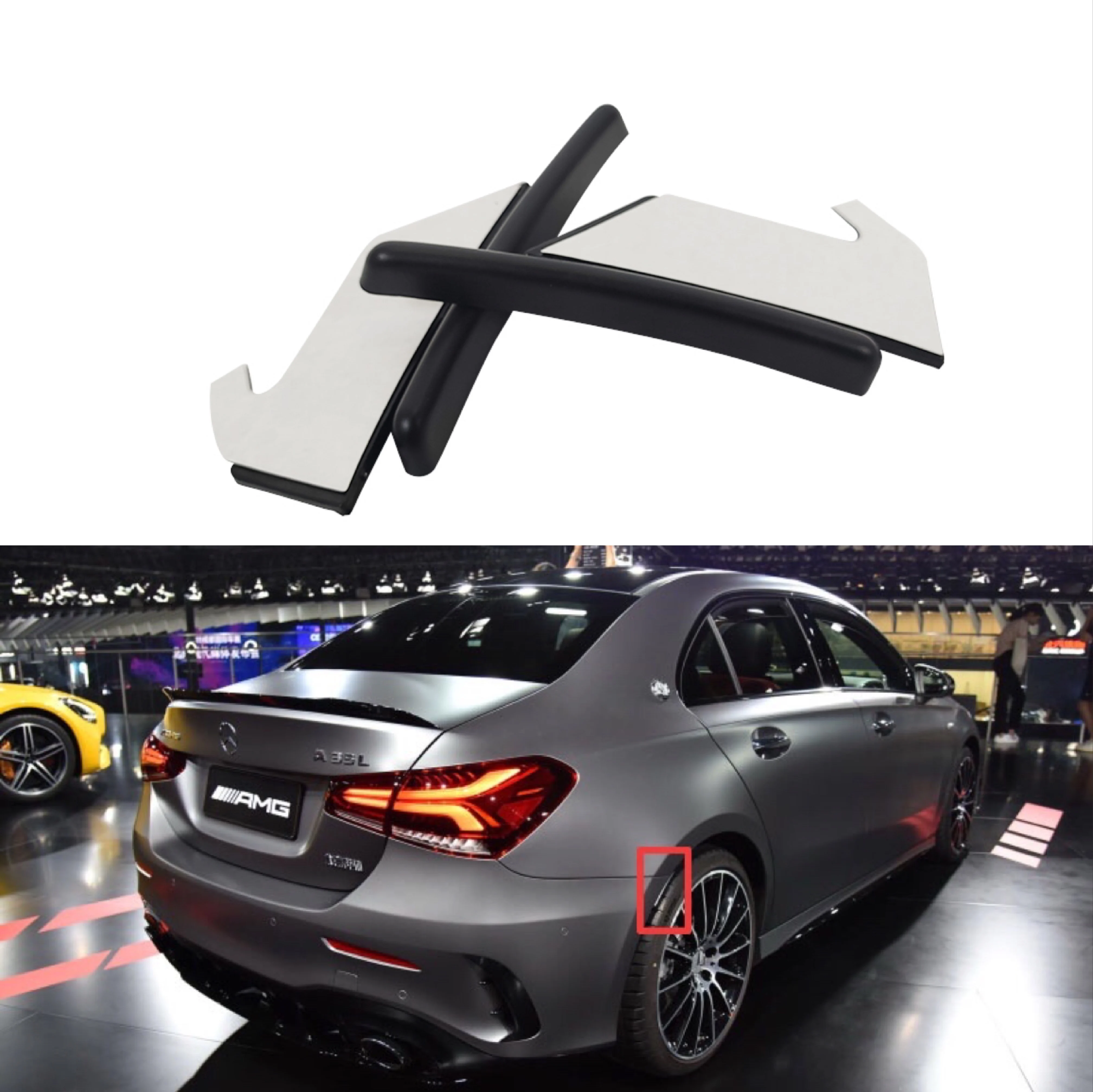 

Для Benz W177 Sedan A-Class A180 A200 A250 A35 2019 + чехол для заднего бампера автомобиля, Накладка для крыла, расклешенное колесо, удлинитель для губ