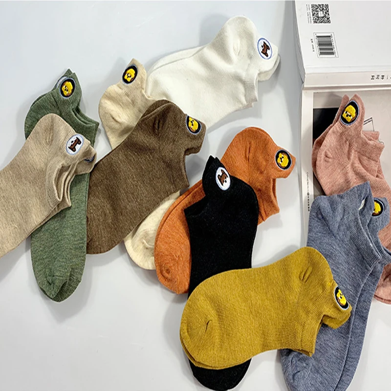 Милые носки для девочек милые с вышивкой и забавным принтом модные женские до