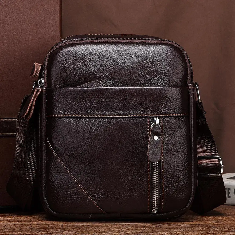 Сумка-мессенджер мужская из натуральной кожи маленький саквояж на плечо деловая