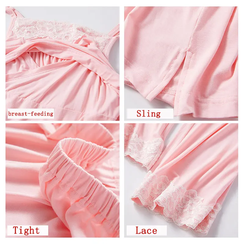 

2021New Maternity Clothes Modal Maternity Clothes Spring and Autumn Summer Nursing Fashion Pajamas 3 Pieces/set Maternity Set