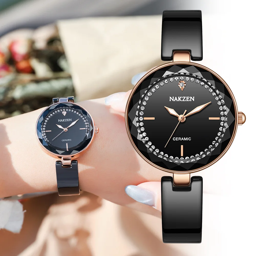 Ladies Clock New Simple Women Feminino Watches Luxury Relogio Watch Brand Fashion Watch Ceramic Waterproof NAKZEN Women Top