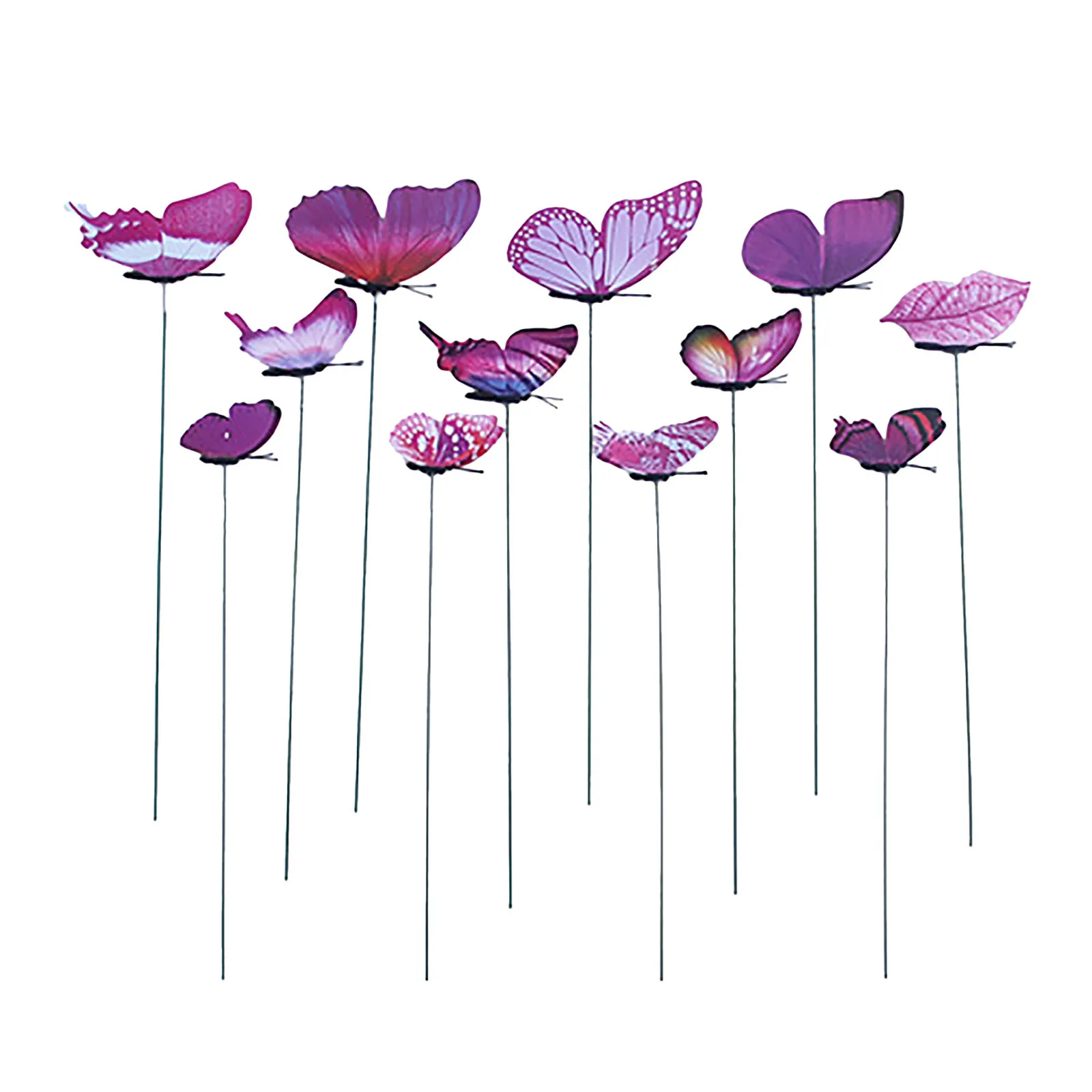 

12pcs/lot Butterflies Garden Yard Planter Colorful Whimsical Butterfly Stakes Outdoor Decor Flower Pots Decoration