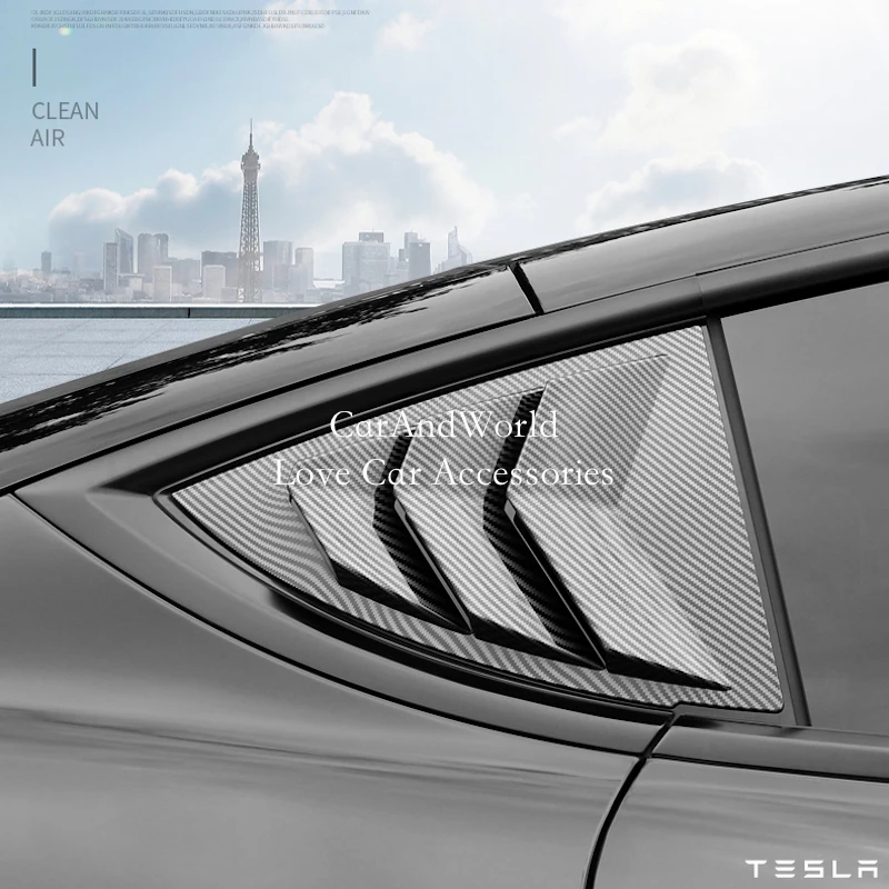 

For Tesla Model Y 2019-2022 Car Tail Triangle Blinds Louvers Cover Protector Rear Door Glass Window Shutter Modified Accessories