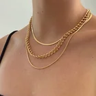 Женское многослойное ожерелье-цепочка со змеиным плетением