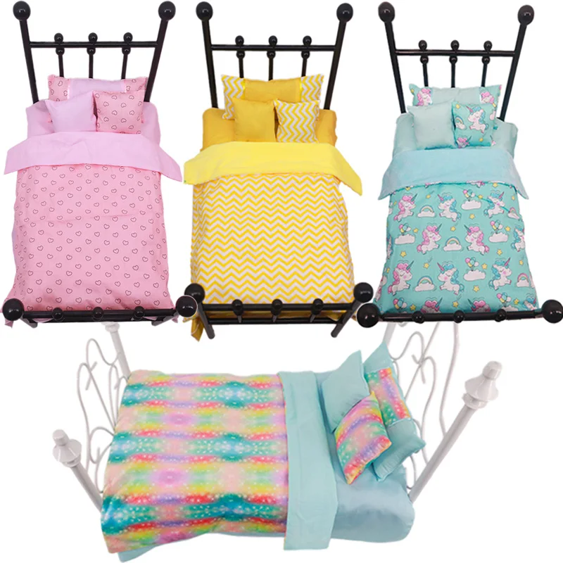 5 PCS Set 3 Pillow+Bed Sheet+Blanket Fit 43cm New Baby Born 