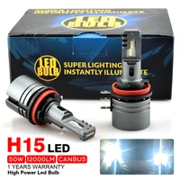 Car H15 LED Bulb Headligh 25W 12000LM Wireless Car Headlight Lamp 12V Conversion Driving Light 6500K White For VW Audi BMW