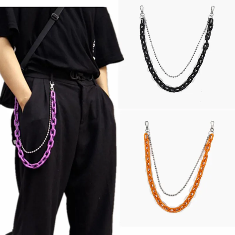 

5 Colors Two Layer Colorful Waistbands Tassel Pendant Plastic Metal Chain Jewelry Multilayer Accessories Unisex Men Women