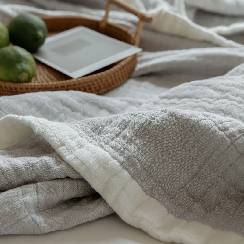 Летнее мягкое газовое одеяло дышащее приятное для кожи покрывало дивана с белым