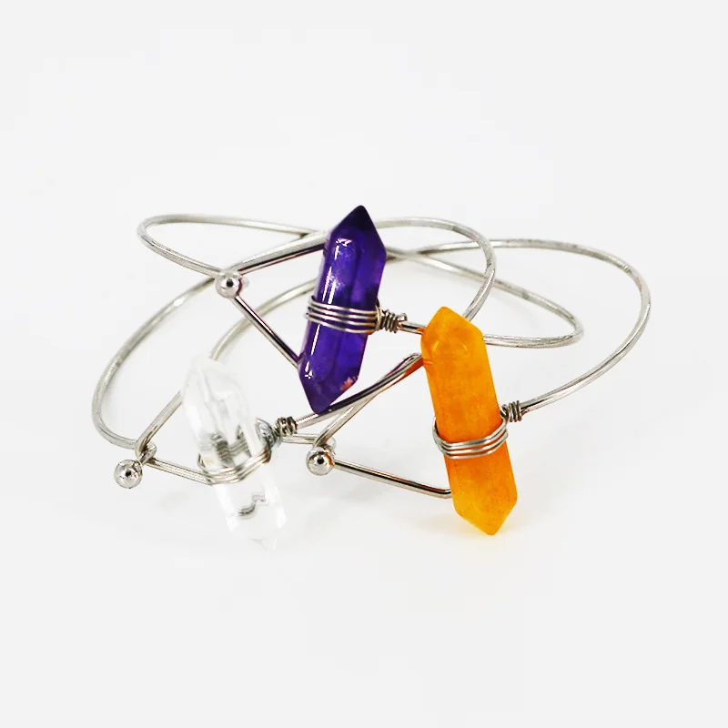 Геометрические металлические шестиугольные камни браслеты из натурального