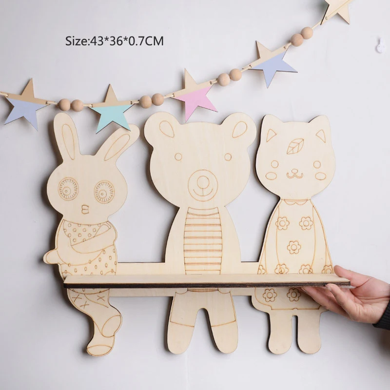 Милая креативная настенная полка для спальни DIY оригинальная деревянная