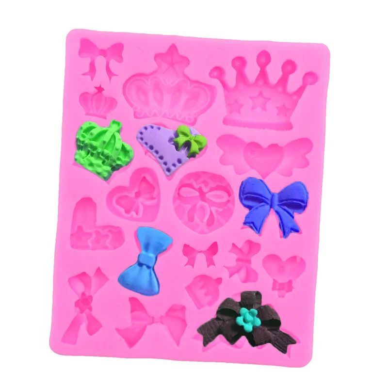 

1Pcs Cartoon Crown Bow Silicone Mold Home Soap DIY Candy Pudding Cake Jelly Fondant Chocolate Mould Shop Baking Decoration Tools