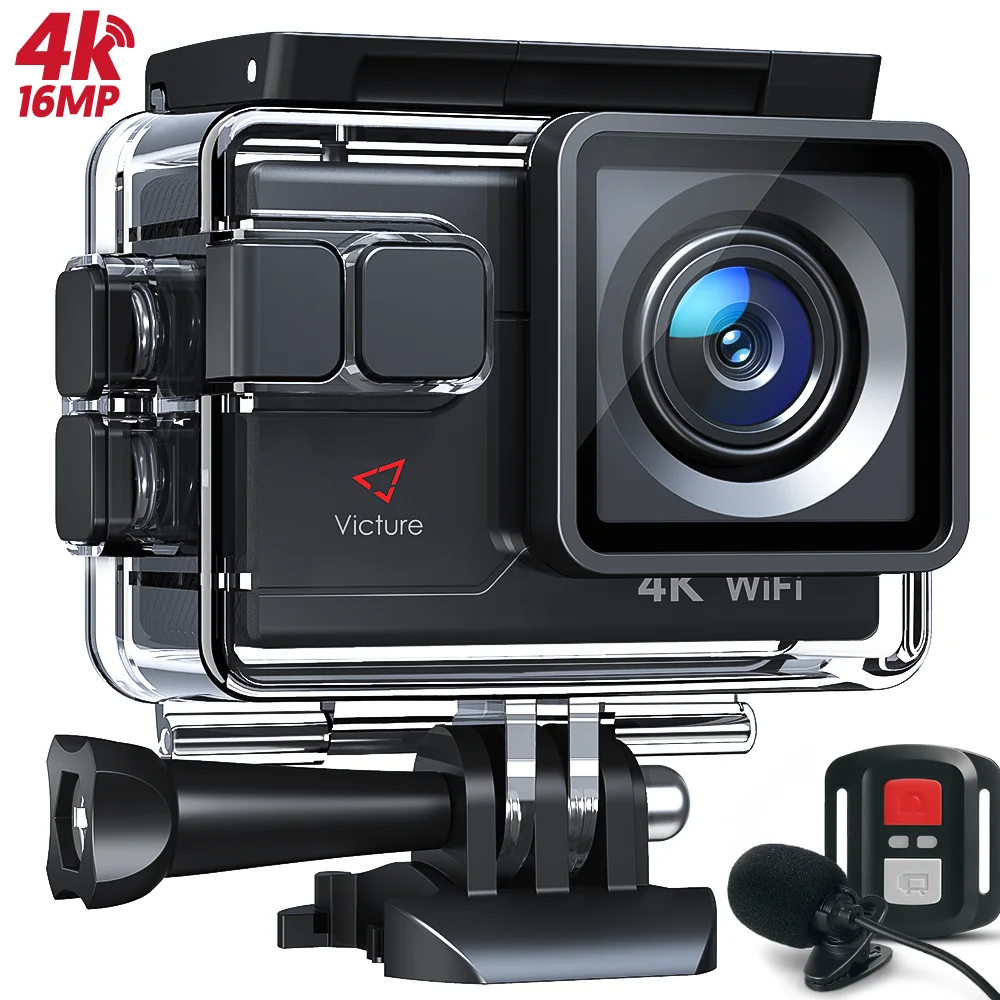 

Original Victure AC700 4K 30fps Action Camera 20MP EIS Sports PC Webcam with External Microphone Remote Control 40M Underwater