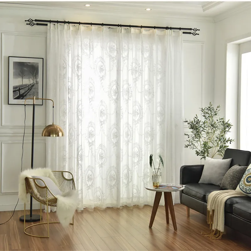 White Lace Tulle Curtain for Kitchen Curtains Living Room Sheer European Design Drapes | Дом и сад