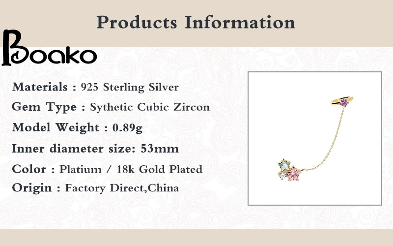 

BOAKO Pendientes Plata 925 Earrings For Women 1PCS 5 Stars Earrings Dangle Gold/Silver Jewelry Ear Piercing Mom Gift #3.7