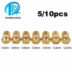 510 шт. Резьбовая насадка M6 полностью Металлическая 0,20,30,40,50,6 мм опционально для нити 1,753,0 мм V5 V6 Hotend Extruder 3D Printer