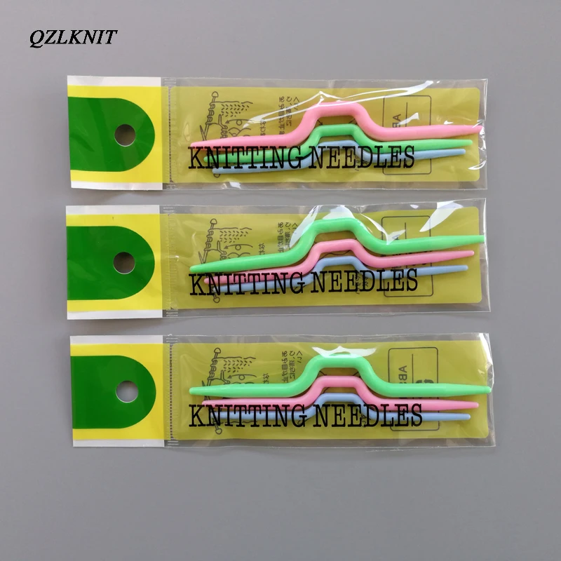 QZLKNIT 3 шт. изогнутая игла из АБС пластика для вязания крючком свитер шарф узоры
